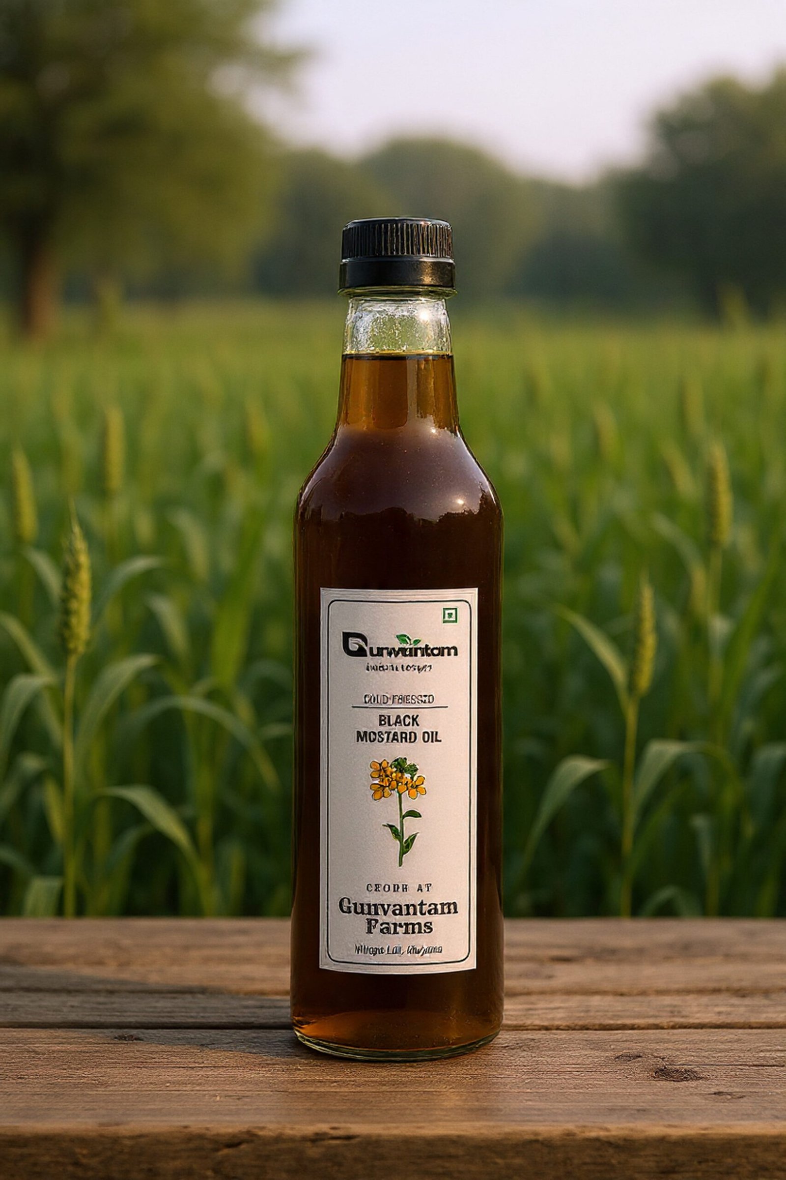 Gunvantam Farms Kachi Ghani Kaali Sarson Oil (Black Mustard Oil)