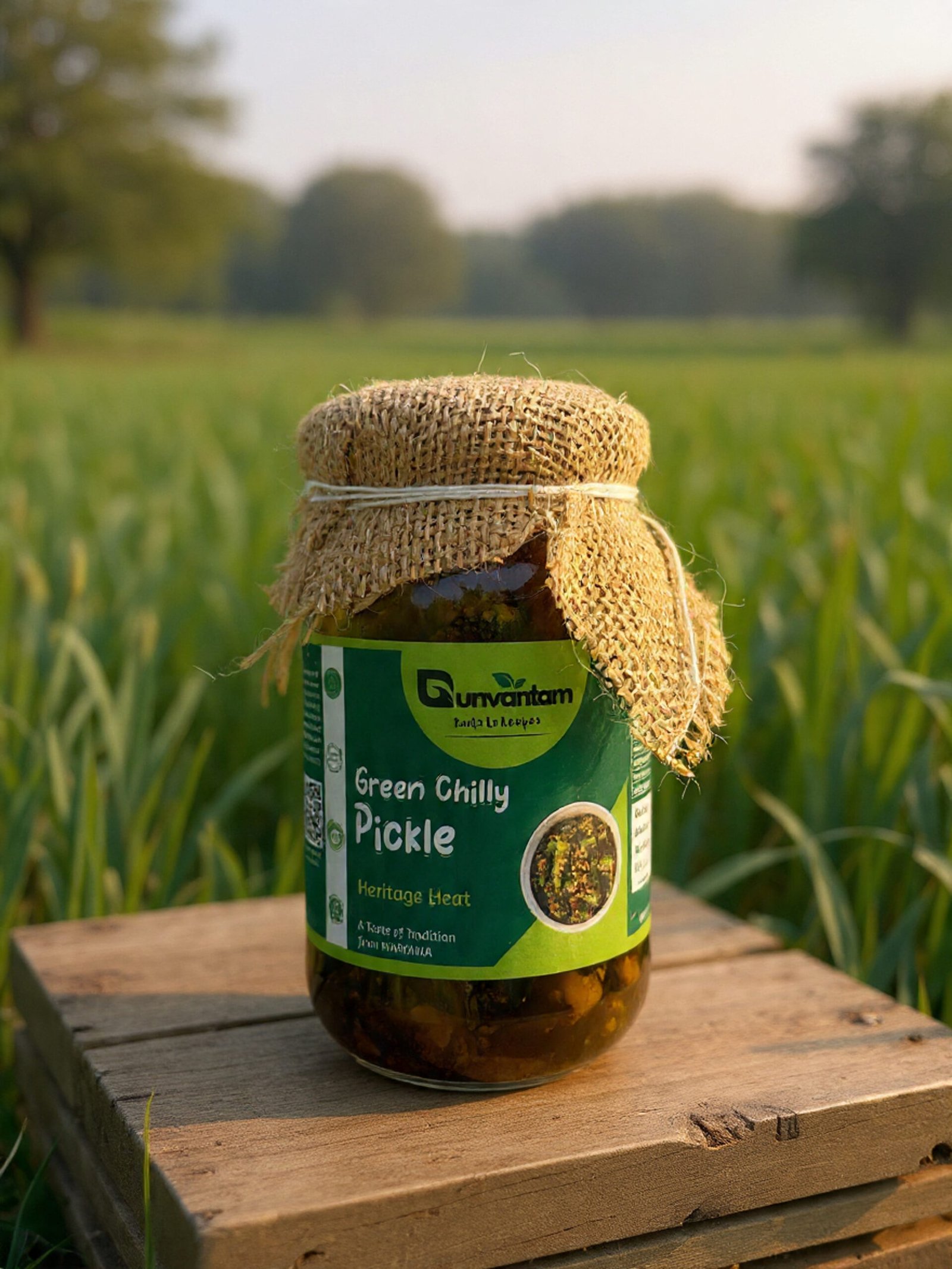 Gunvantam Farms Haryanvi Hari Mirch ka Achar (Green Chilli Pickle)