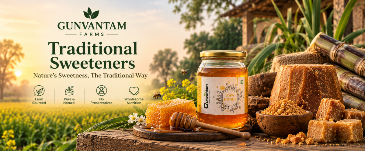 gunvantam traditional sweeteners farm banner