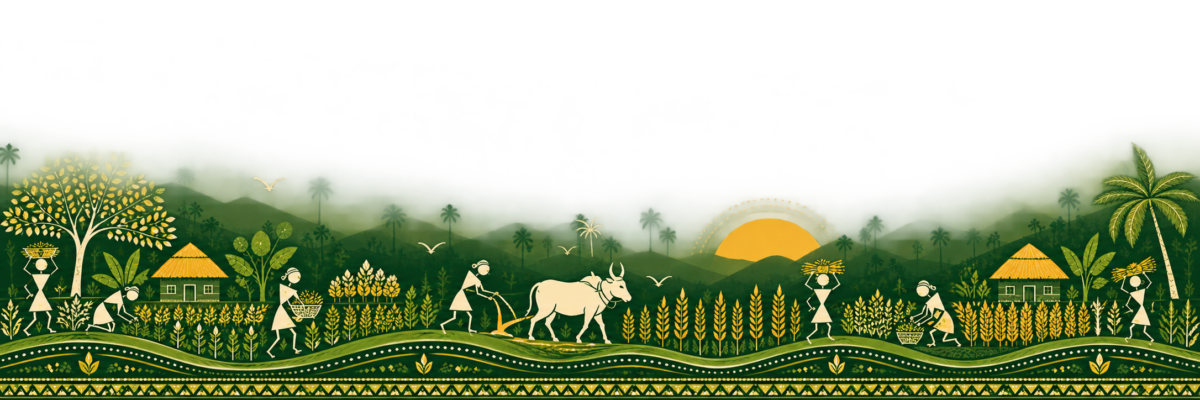 warli folk art farming landscape